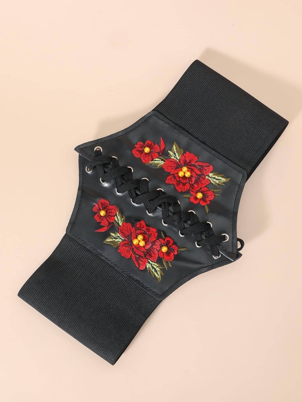 Floral Embroidered Corset Belt SHEIN USA