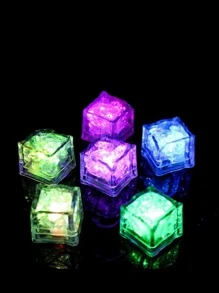 Set de 12 cubos con luces LED multicolor para bebidas - transparente - Ver 3