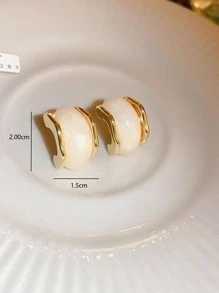 Andkiss Bông tai trang trí bằng đá - Màu be - Xem 2