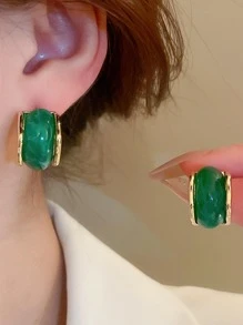 Andkiss 幾何耳釘 - 綠色 - 查看 1