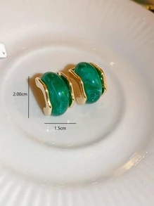 Andkiss 幾何耳釘 - 綠色 - 查看 2