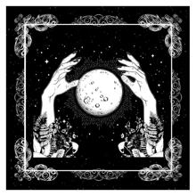 1 pieza Tarot mano & bola patrón moderno de tela mesa paño para - Blanco y Negro - Ver 3