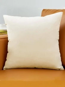 1入組素色靠墊套不附帶内芯極簡編織織物裝飾抱枕套 - 米色 - 查看 1