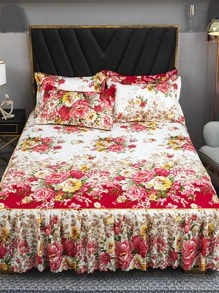 1 Họa Tiết Hoa Giường Váy Hiện Đại Ren Trang Trí Chất Liệu Vải Mềm Mại Có Thể Giặt Chăn Ga Giường Váy Cho Phòng Ngủ - Nhiều màu - Xem 2