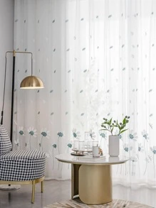 1入組花卉刺繡薄透現代滌綸濾光隱私透明窗簾適用於客廳和臥室 - 彩色 - 查看 9