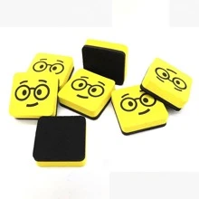 4入組卡通圖案磁性白板擦適用於教室,辦公室和家庭 - 黃色 - 查看 4