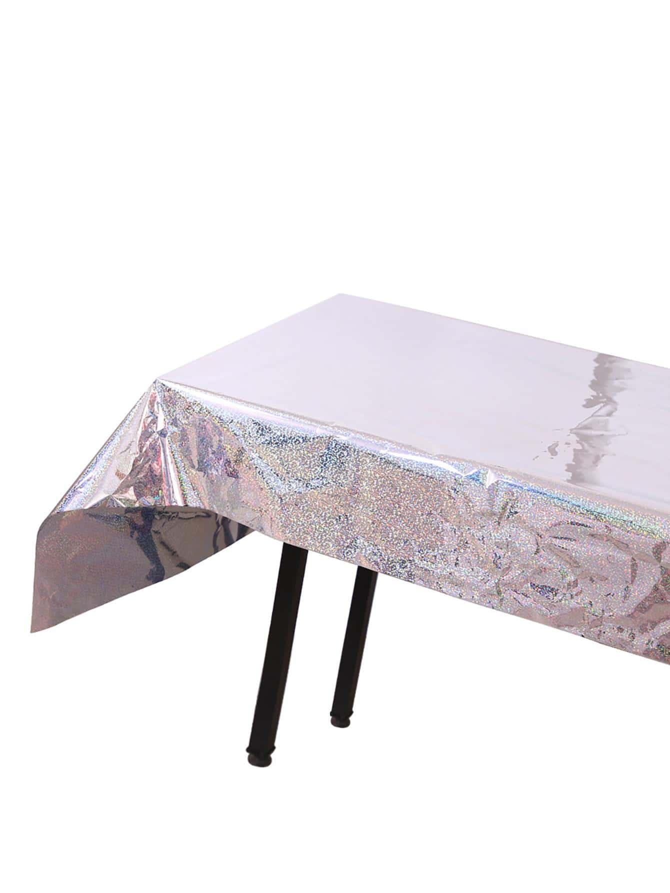 1入組鐳射現代寵物桌布適合派對 - 銀色 - 查看 1