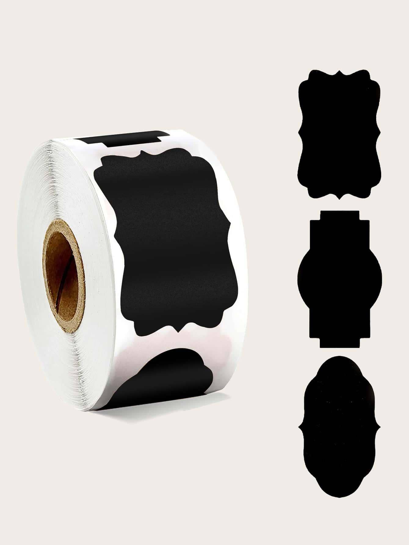 1roll Solid Color Food Label Sticker - Black - View 1