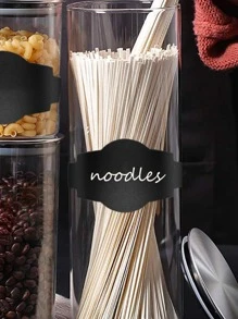 1roll Solid Color Food Label Sticker - Black - View 3