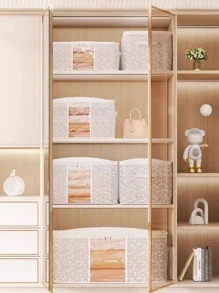 1 Họa Tiết Lá Công Suất Lớn Chần Gòn Túi Bảo Quản Hiện Đại Có Thể Gập Lại Polyester Túi Bảo Quản Quần Áo Cho Hộ Gia Đình - trắng - Xem 2