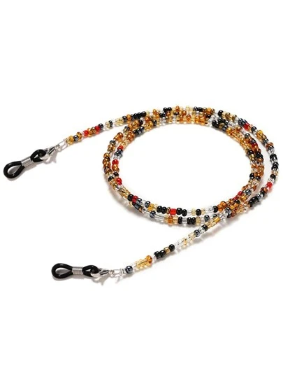 Cadena de gafas de moda con cuentas de estilo bohemio y antideslizante de 1 pieza en bloque de color para la vida diaria, accesorio de gafas para mujeres