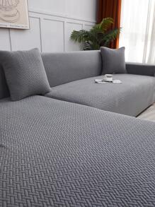 1pc Geometric Pattern Sofa Slipcover, Modern Polyester Anti-slip Stretch Sofa Slipcover For Home - Dark Grey - View 6