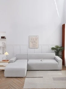 1入组幾何圖案沙發套，現代滌綸防滑彈力沙發套家用 - 淺灰色 - 查看 1