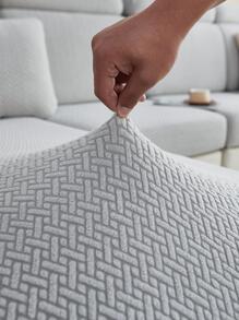 1入组幾何圖案沙發套，現代滌綸防滑彈力沙發套家用 - 淺灰色 - 查看 8