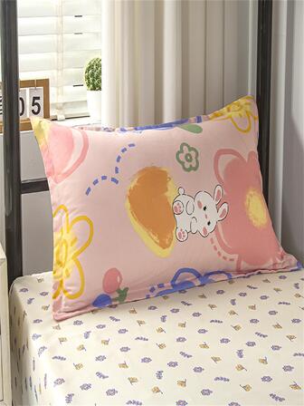 1入組卡通兔子圖案枕套不附帶枕芯
