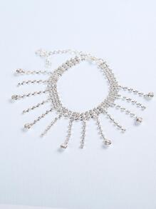 1 Thời Trang Hợp Kim Kẽm Kim Cương Giả Tua Rua Trang Trí Chuỗi Tay Cho Phụ Nữ Trang Trí Hàng Ngày - Bạc - Xem 3