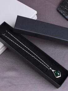 1入組休閒黑色矩形首飾盒適合女士首飾類收納 - 黑色 - 查看 1