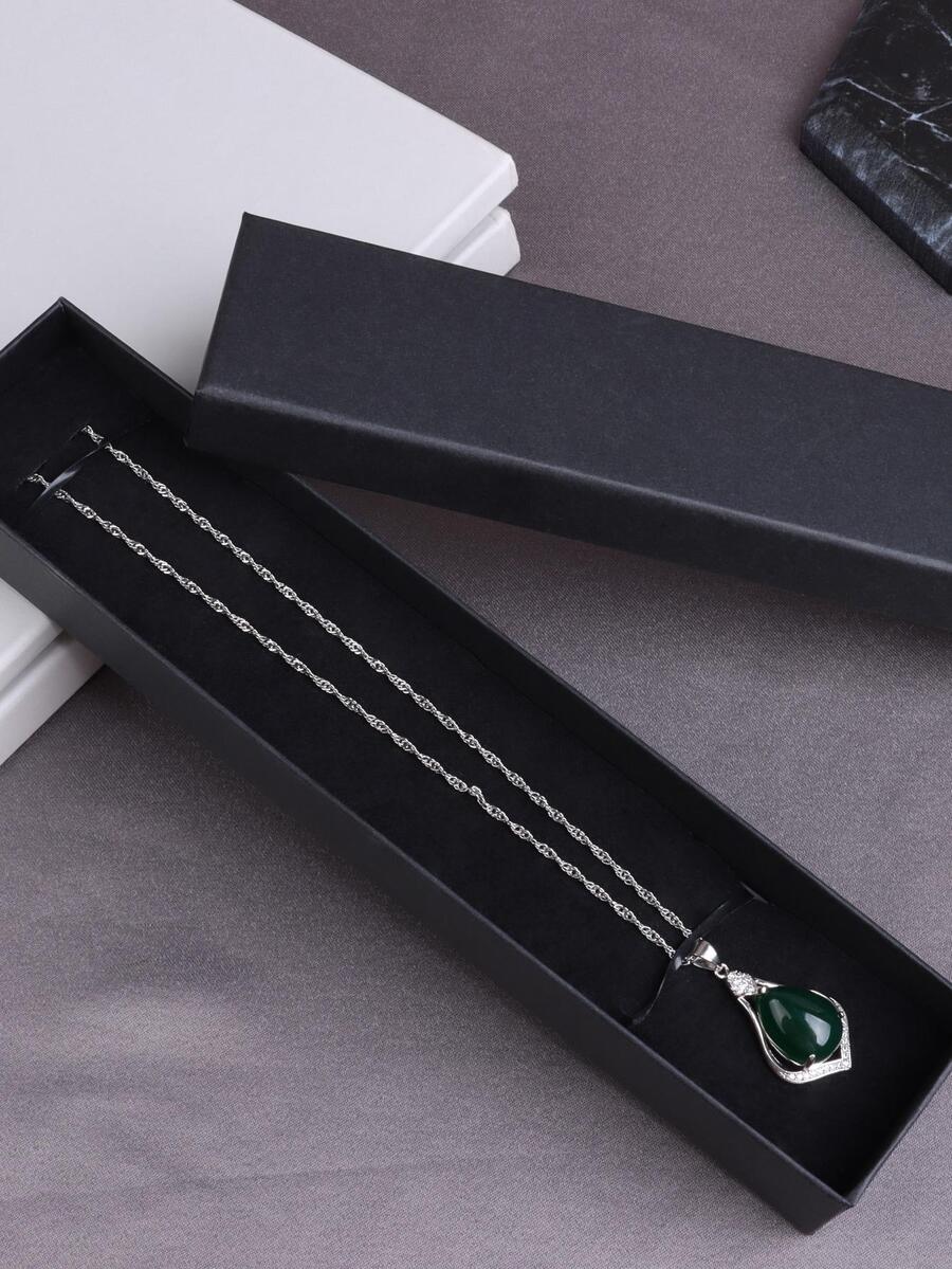 1入組休閒黑色矩形首飾盒適合女士首飾類收納 - 黑色 - 查看 1