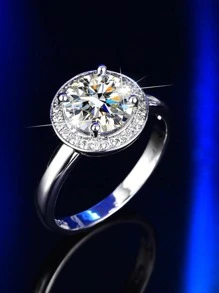 水鑽裝飾戒指 - 銀色 - 查看 3