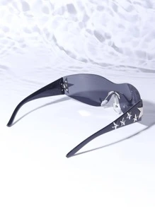 1 Cặp Ngôi Sao Unisex Trang Trí Không Gọng Kính Thời Trang Y2K Để Trang Trí Hàng Ngày - màu đen - Xem 3
