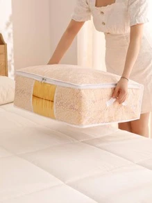 1 Họa Tiết Lá Công Suất Lớn Chần Gòn Túi Bảo Quản Hiện Đại Có Thể Gập Lại Polyester Túi Bảo Quản Quần Áo Cho Hộ Gia Đình - trắng - Xem 3