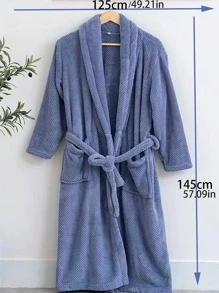 1 áo choàng tắm màu trơn - Màu xanh hải quân - Xem 5