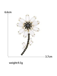 Rhinestone Flower Design Brooch - White - View 5