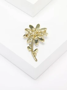 Rhinestone Flower Design Brooch - White - View 4