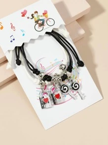 2 cái/bộ Vòng Tay Cặp Đôi Trái Tim & Chìa Khóa - chìa khóa và ổ khóa - Xem 2
