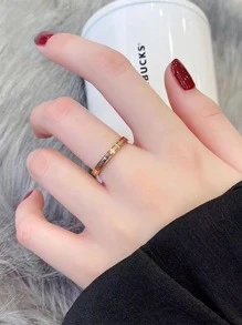 Letter Detail Ring - Rose Gold - View 3