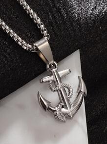 Collar con colgante de ancla para hombre, para regalo de joyería y fiesta - Plateado - Ver 4