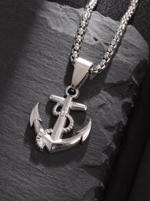 Collar con colgante de ancla para hombre, para regalo de joyería y fiesta - Plateado - Ver 1