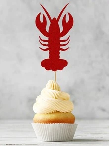 12 piezas Decoración de pastel en forma de langosta - Rojo - Ver 4
