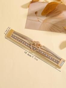 1pc Bohemian Style PU Polyurethane Cubic Zirconia Heart Decor Multi-Layer Bracelet, Gift For Women, Valentine's Day, Mother's Day - Multicolor - View 5