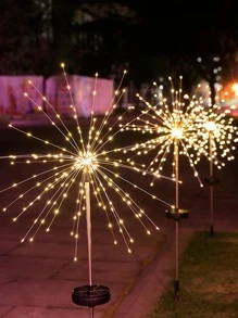 1 件 PVC 太阳能草坪灯，现代烟花设计太阳能户外路径灯，适用于路径、庭院、露台的户外花园照明 - 黃色 - 查看 1