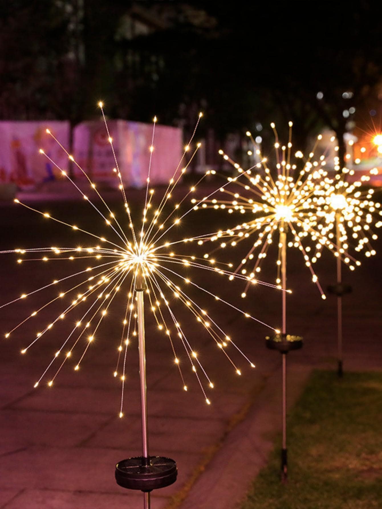 1 件 PVC 太阳能草坪灯，现代烟花设计太阳能户外路径灯，适用于路径、庭院、露台的户外花园照明 - 黃色 - 查看 1