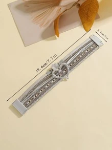 1 Stück Armband im Boho-Stil aus PU-Polyurethan mit kubischen Zirkoniaherzen in mehreren Lagen, Geschenk für Frauen, Valentinstag, Muttertag - Verschiedenfarbig - Übersicht 3