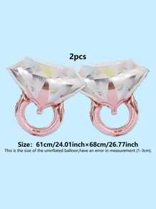 2 quả bóng trang trí hình chiếc nhẫn - Hoa hồng vàng - Xem 3