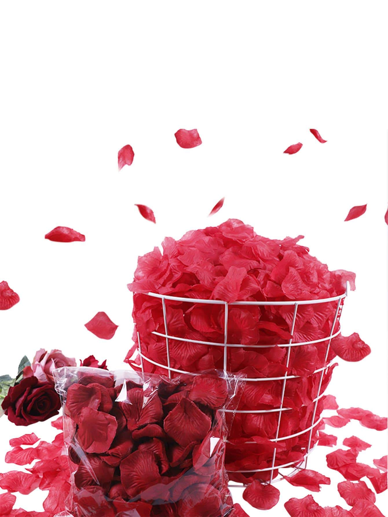 1包人造玫瑰花瓣設計五彩紙屑，現代無紡布家用五彩紙屑 - 酒紅色 - 查看 1