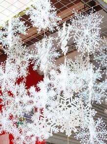 15pcs Snowflake Design Hanging Decoration - White - View 8