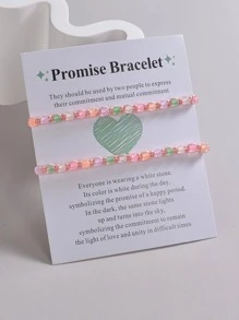 2pcs/set Fashion PMMA Glow In The Dark Bead Decor String Bracelet For Women For Daily Life - Multicolor - View 4