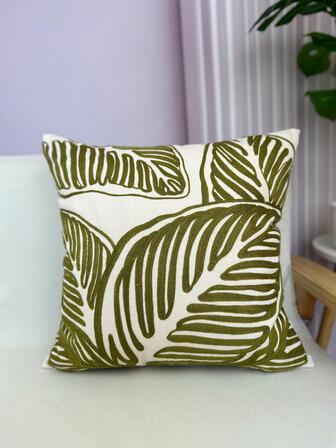 1入組熱帶印花樹葉印花靠墊套不附帶墊芯