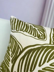 1入組熱帶印花樹葉印花靠墊套不附帶墊芯