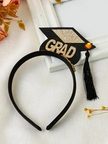 QYeah 2 chiếc khăn choàng và băng đô dự tiệc tốt nghiệp - màu đen - Xem 2