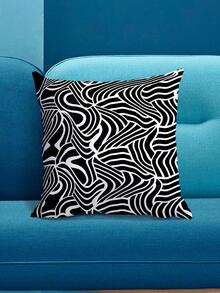 1入组抽像圖案無填充物靠墊套，現代滌綸裝飾抱枕套 - 彩色 - 查看 6