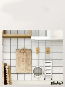 1 cái Móc treo tường bằng gỗ, Móc treo tường trơn tối giản cho gia đình - Nhiều màu - Xem 8