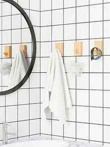 1 cái Móc treo tường bằng gỗ, Móc treo tường trơn tối giản cho gia đình - Nhiều màu - Xem 2