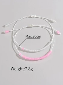 2 peças/conjunto boêmio fosco brilha no escuro contas de arroz grandes fio de cera de Taiwan pulseira de casal feminina tecida