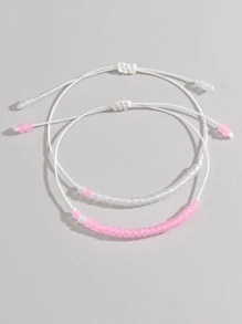 2 peças/conjunto boêmio fosco brilha no escuro contas de arroz grandes fio de cera de Taiwan pulseira de casal feminina tecida