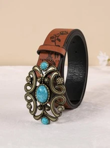 Turquoise Decor Belt - Brown - View 1
